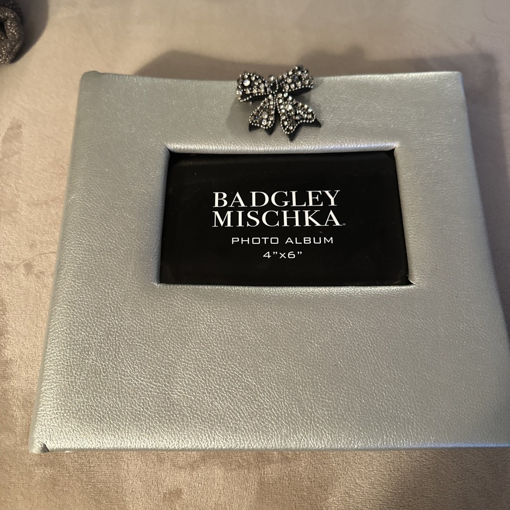Badgley Mischka Silver Photo Album with Bow Accents